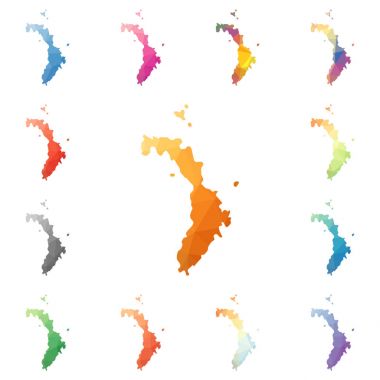 Lord Howe Adası geometrik poligonal mozaik tarzı ada koleksiyonu parlak soyut haritalar