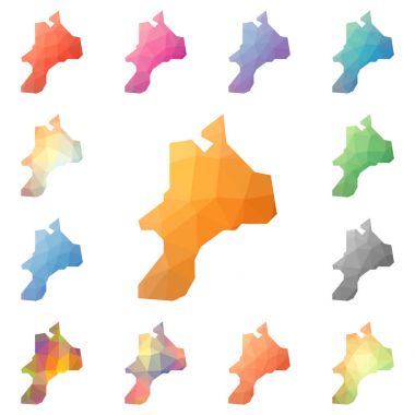 Mayreau geometrik poligonal mozaik tarzı ada koleksiyonu parlak soyut mozaik düşük haritalar