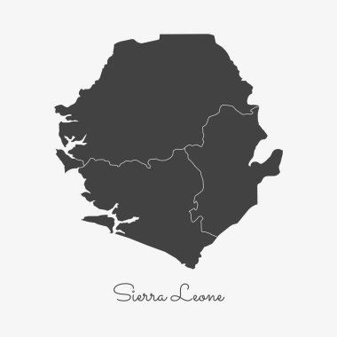 Sierra Leone bölge gri anahat Sierra Leone bölgeler beyaz arka plan detaylı haritada göster