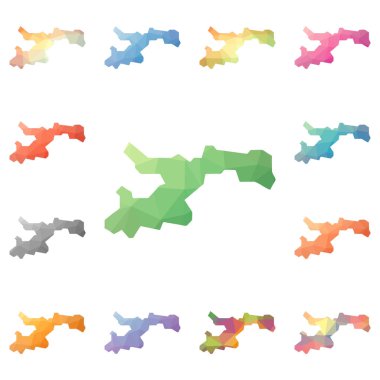 Norman Adası geometrik poligonal mozaik tarzı ada koleksiyonu parlak soyut haritalar