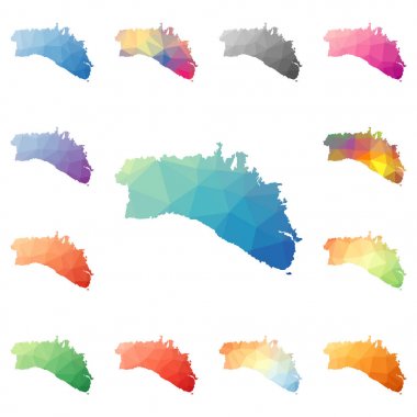 Minorca geometrik poligonal mozaik tarzı ada koleksiyonu parlak soyut mozaik düşük haritalar