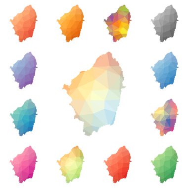 Naxos geometrik poligonal mozaik tarzı ada koleksiyonu parlak soyut mozaik düşük haritalar