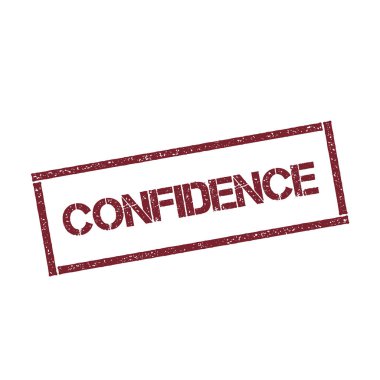 Güven dikdörtgen damga dokulu kırmızı mühür ile izole beyaz arka plan vektör üzerinde metin