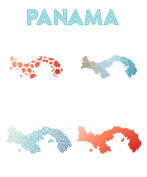 Panamá mapa poligonal Colección de mapas de estilo mosaico teselado abstracto brillante geométrico bajo — Vector de stock