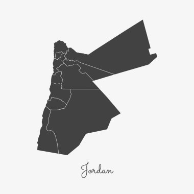Jordan bölgesi gri anahat Jordan bölgeler vektör beyaz arka plan detaylı haritada göster
