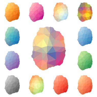 Nevis geometrik poligonal mozaik tarzı ada koleksiyonu parlak soyut mozaik düşük haritalar