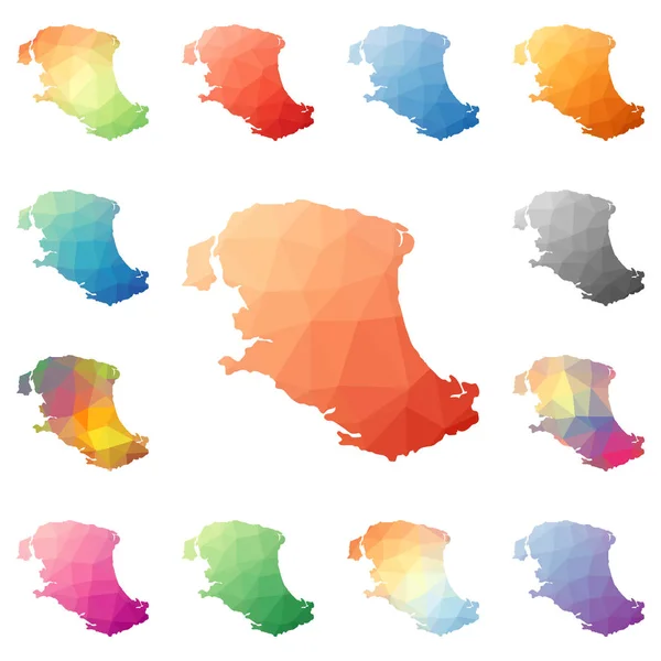 Parrot Cay géométrique mosaïque polygonale style île cartes collection tessellation abstraite lumineuse — Image vectorielle