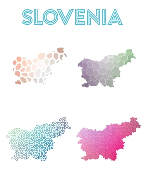 Eslovenia mapa poligonal Colección de mapas de estilo mosaico teselado abstracto brillante geométrico bajo — Vector de stock
