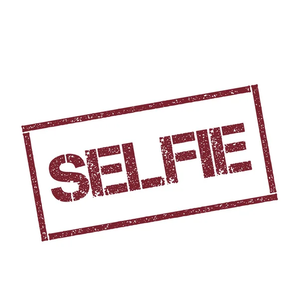 Selfie prostokątny znaczek Textured czerwony foka z tekstem na białym tle na białe tło wektor — Wektor stockowy