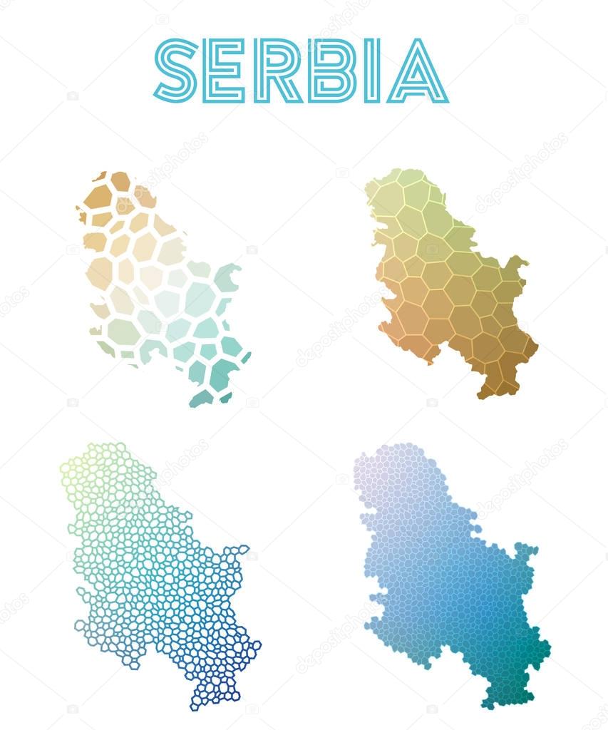 Serbia polygonal map Mosaic style maps collection Bright abstract tessellation geometric low