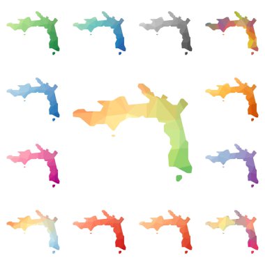 Peter Island geometrik poligonal mozaik tarzı ada koleksiyonu parlak soyut mozaik haritalar