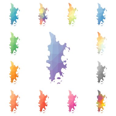 Phuket geometrik poligonal mozaik tarzı ada koleksiyonu parlak soyut mozaik düşük haritalar