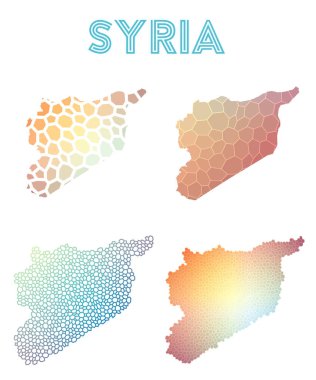 Suriye poligonal harita mozaik tarzı koleksiyon parlak soyut mozaik geometrik düşük haritalar