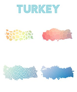 Türkiye'de poligonal harita mozaik tarzı koleksiyon parlak soyut mozaik geometrik düşük haritalar