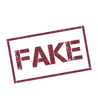 Beyaz arka plan vektör izole metin ile dikdörtgen damga dokulu kırmızı mühür sahte