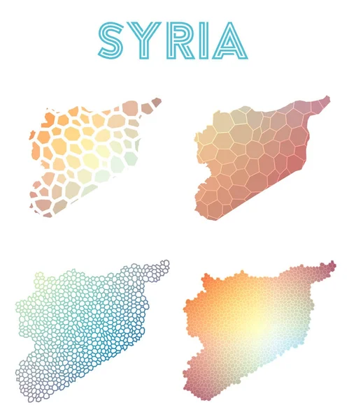 Suriye poligonal harita mozaik tarzı koleksiyon parlak soyut mozaik geometrik düşük haritalar
