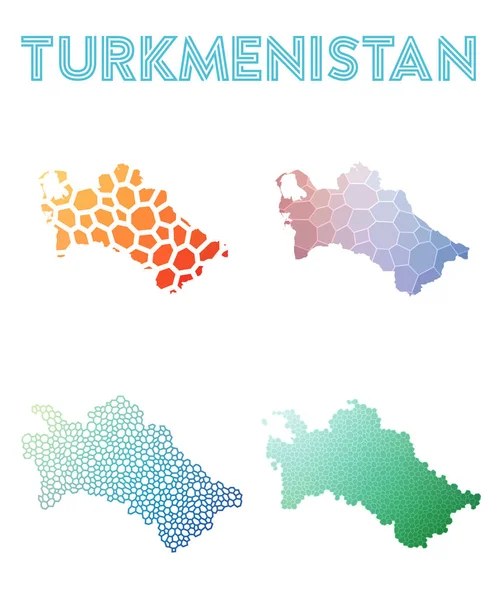 Türkmenistan poligonal harita mozaik tarzı koleksiyon parlak soyut mozaik geometrik haritalar