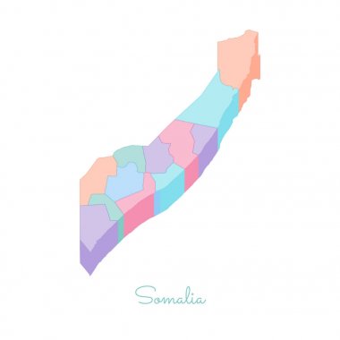 Somali bölgelerinde vektör harita Somali bölgesi harita renkli izometrik en iyi görünümü ayrıntılı
