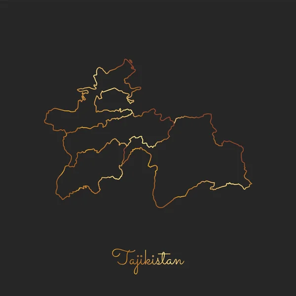 Karte der Region Tadschikistan mit goldenem Gefälle auf dunklem Hintergrund Detailkarte von Tadschikistan — Stockvektor