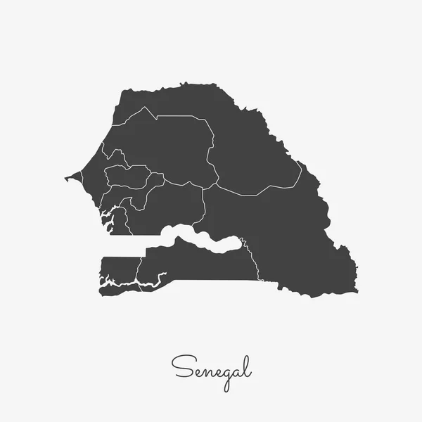 Сенегал область карта сірий контур на білому тлі детальна карта Сенегал регіонів вектор — стоковий вектор