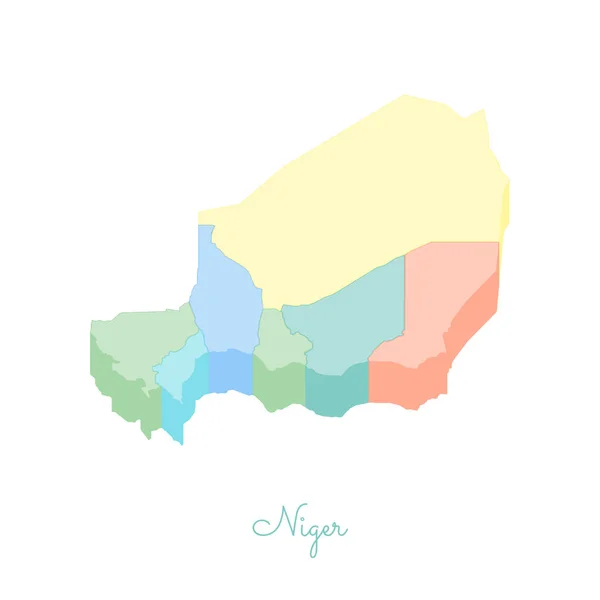 Niger region map bunte isometrische Draufsicht Detailkarte niger regionen Vektorillustration — Stockvektor