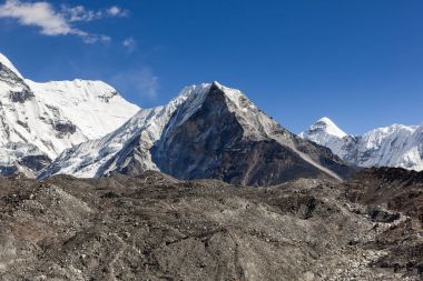 Everest saha kampı: Sagarmatha Milli Parkı Himalayalar giderken Island Peak veya Korece Tse görünümü