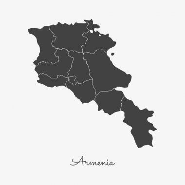 Ermenistan bölge gri anahat Ermenistan bölgeleri vektör beyaz arka plan detaylı haritada göster