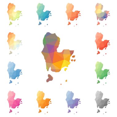 Redang Adası geometrik poligonal mozaik tarzı ada koleksiyonu parlak soyut haritalar