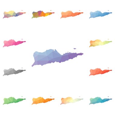 Saint Croix geometrik poligonal mozaik tarzı ada koleksiyonu parlak soyut mozaik haritalar