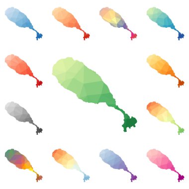 Saint Kitts geometrik poligonal mozaik tarzı ada koleksiyonu parlak soyut mozaik haritalar