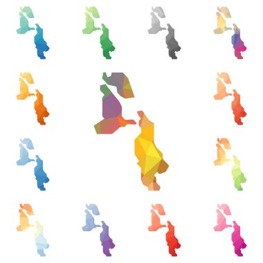 Domuz Beach geometrik poligonal mozaik tarzı ada koleksiyonu parlak soyut mozaik haritalar