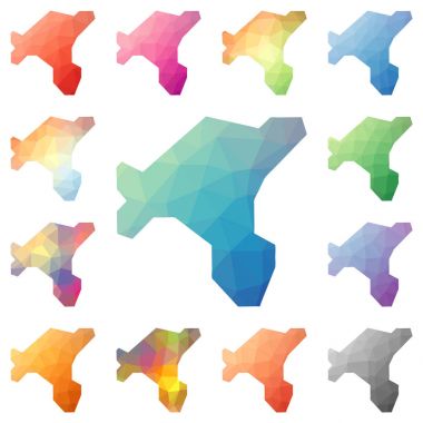 Tuz Adası geometrik poligonal mozaik tarzı ada koleksiyonu parlak soyut mozaik haritalar