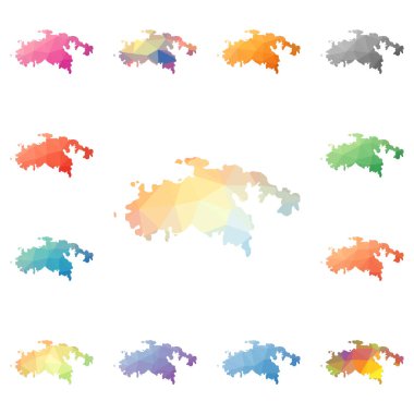 Saint John geometrik poligonal mozaik tarzı ada koleksiyonu parlak soyut mozaik haritalar