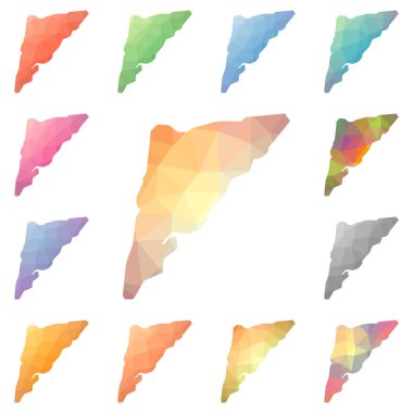 Tuz Cay Türk ve Caicos Adaları geometrik poligonal mozaik tarzı ada koleksiyonu parlak soyut haritalar