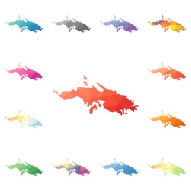 Saint Thomas geometrik poligonal mozaik tarzı ada koleksiyonu parlak soyut mozaik haritalar