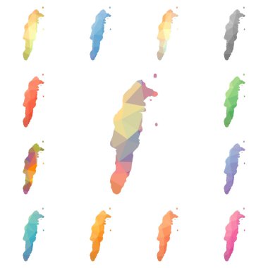 Koleksiyon parlak soyut mozaik San Andres geometrik poligonal mozaik tarzı ada haritalar