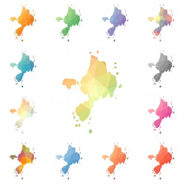 Sark geometrik poligonal mozaik tarzı ada koleksiyonu parlak soyut mozaik düşük haritalar