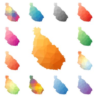 Santiago Adası geometrik poligonal mozaik tarzı ada koleksiyonu parlak soyut haritalar