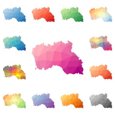 Santa Maria Adası geometrik poligonal mozaik tarzı ada koleksiyonu parlak soyut haritalar