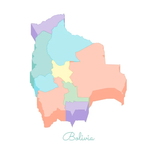 볼리비아 지역 벡터의 볼리비아 지역 지도 다채로운 아이소메트릭 평면도 상세 지도 — 스톡 벡터