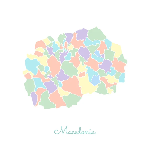 Mazedonien Landkarte bunt mit weißen Umrissen detaillierte Karte von Mazedonien Regionen Vektor — Stockvektor