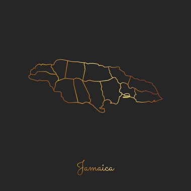 Jamaika bölgesi harita altın gradyan anahat koyu arka plan detaylı Türkiye bölgeler Haritası