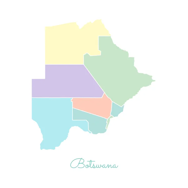 Mapa de Botswana región colorido con contorno blanco Mapa detallado de Botswana regiones Vector — Vector de stock
