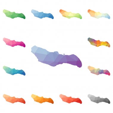 Saona Adası geometrik poligonal mozaik tarzı ada koleksiyonu parlak soyut mozaik haritalar