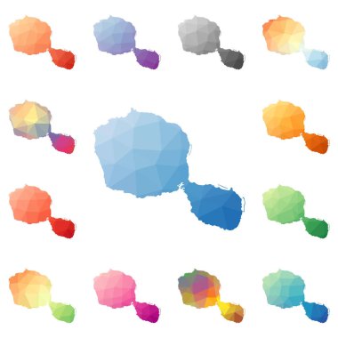 Tahiti geometrik poligonal mozaik tarzı ada koleksiyonu parlak soyut mozaik düşük haritalar