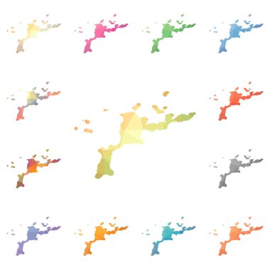 Virgin Gorda geometrik poligonal mozaik tarzı ada koleksiyonu parlak soyut mozaik haritalar