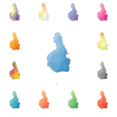 Tioman Island geometrik poligonal mozaik tarzı ada koleksiyonu parlak soyut haritalar