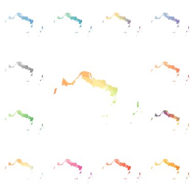 Turks ve Caicos Adaları geometrik poligonal mozaik tarzı ada koleksiyonu parlak soyut haritalar