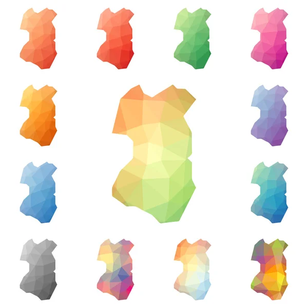 Νησί Tenggol γεωμετρικού μωσαϊκού πολυγωνικό στυλ νησί χάρτες συλλογή Αφηρημένο φωτεινό — Διανυσματικό Αρχείο