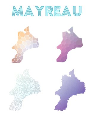 Mayreau poligonal Adası Haritası mozaik stilini koleksiyonu parlak soyut mozaik geometrik haritalar